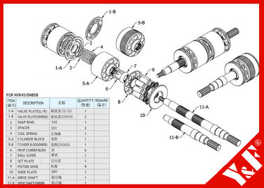 Αγορά Εκσκαφέας NVK45 Kawasaki/μακρά ζωή μερών υδραυλικών αντλιών DNB υψηλή πίεση και online manufacture