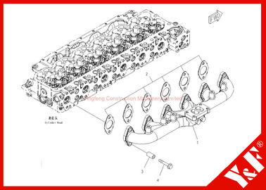 Μέρη pc200-8 εκσκαφέων της KOMATSU μηχανημάτων κατασκευής πολλαπλή 6754-11-5110 6D102 μηχανή εξάτμισης